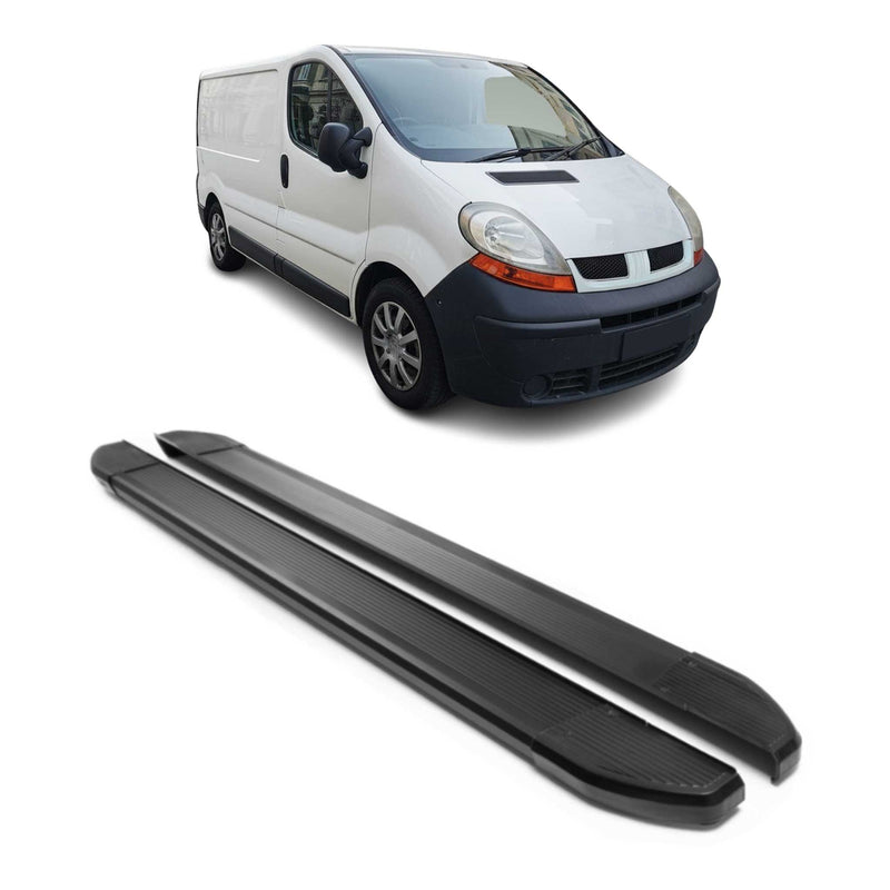 Alu Seitenschweller Trittbretter für Renault Trafic 2001-2014 Kurzer Schwarz 2x