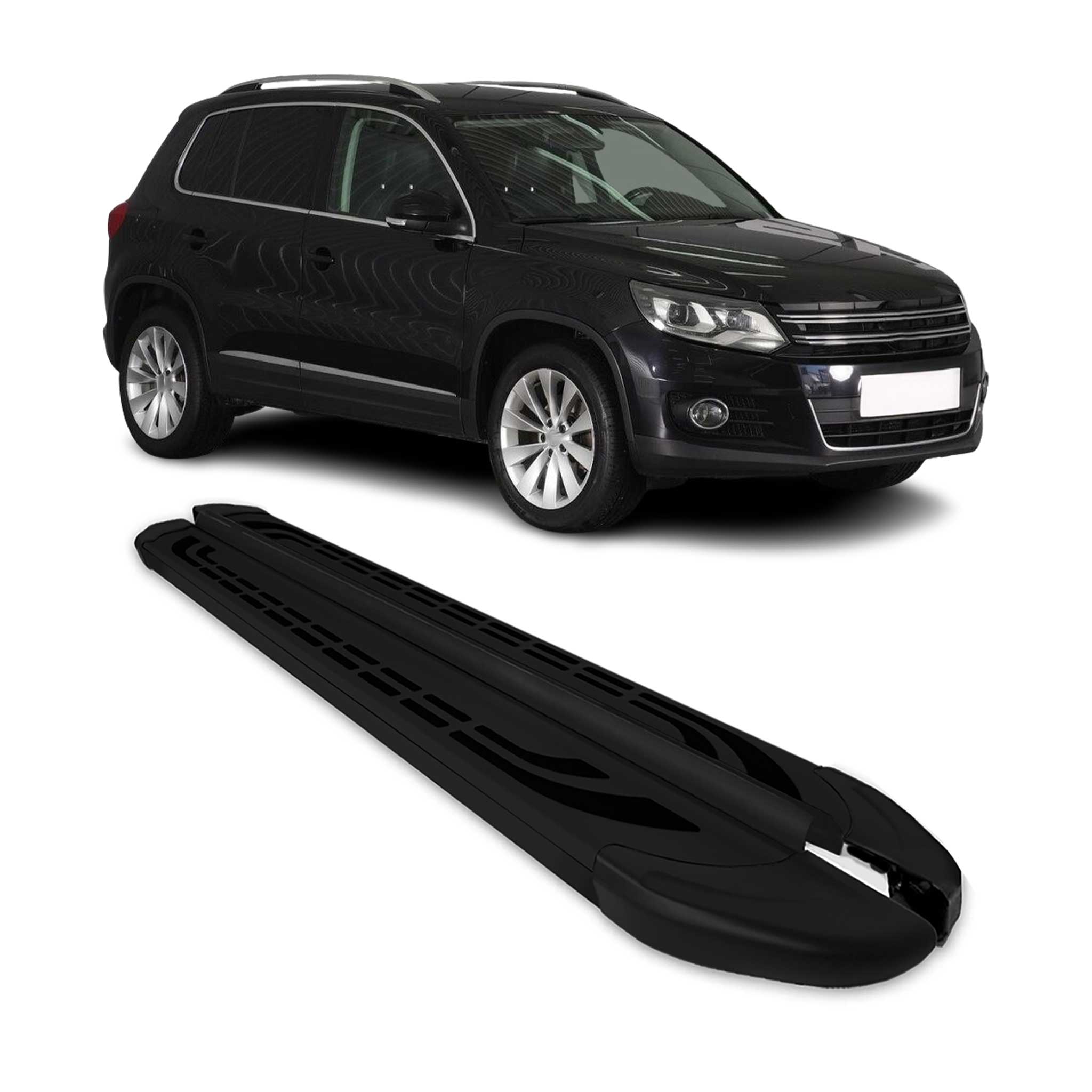 Trittbretter Seitenschweller Seitenbretter für VW Tiguan 2007-2016 Alu Schwarz
