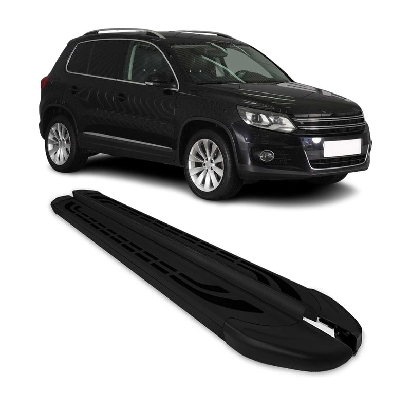 Trittbretter Seitenschweller Seitenbretter für VW Tiguan 2007-2016 Alu Schwarz