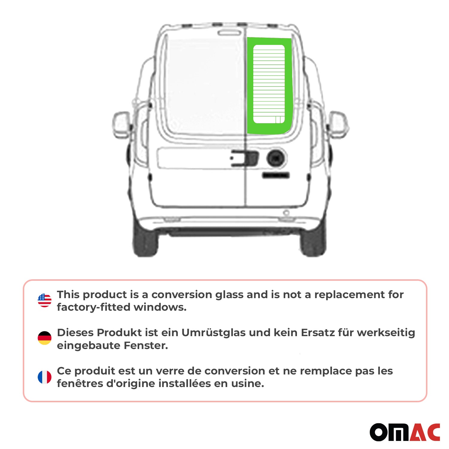 Heckscheibe Fenster für Fiat Doblo Maxi 2010-2021 Doppelflügeltür Rechts L2 H2