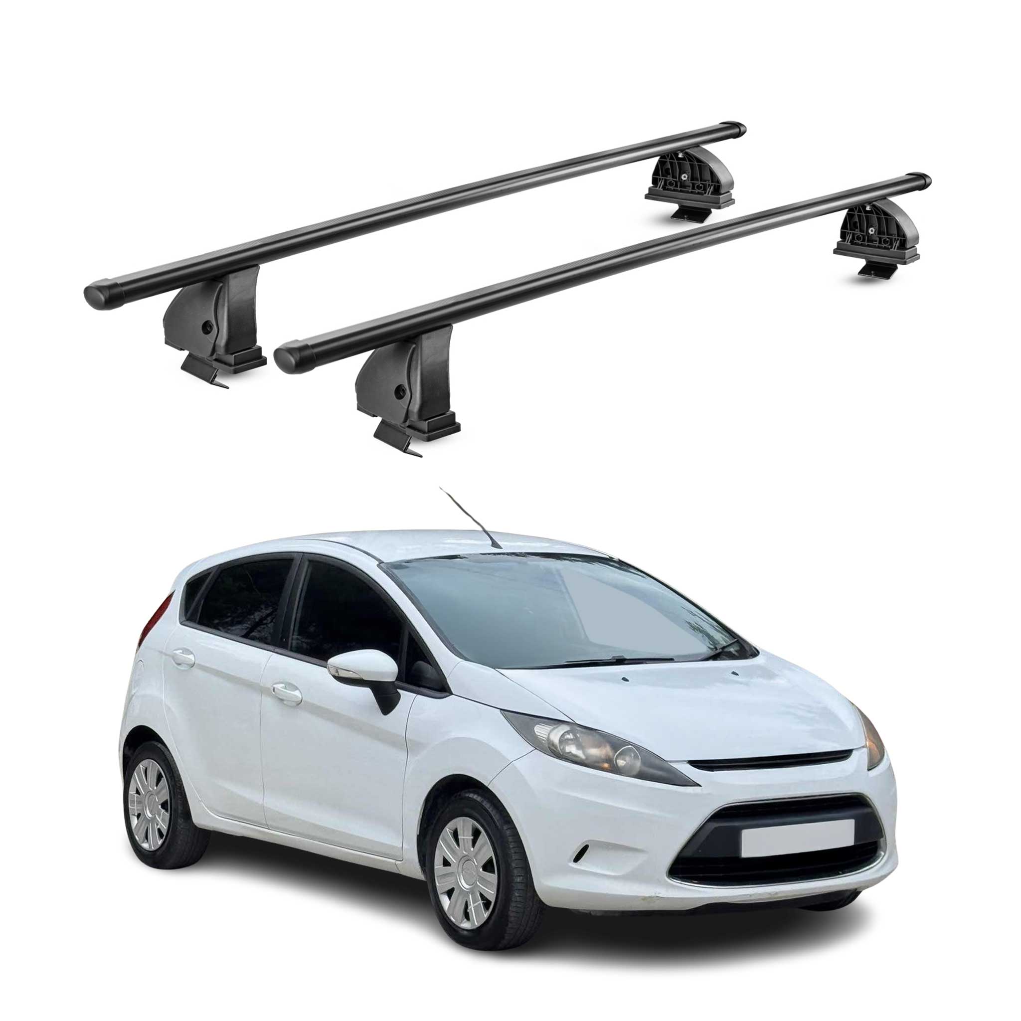 Stahl Dachträger für Ford Fiesta VI Schrägheck 2008-2016 TÜV 75 kg 2tlg Schwarz