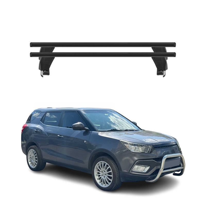 Menabo Dachträger Grundtäger für SsangYong XLV 2016-2019 50kg Alu Schwarz 2 tlg