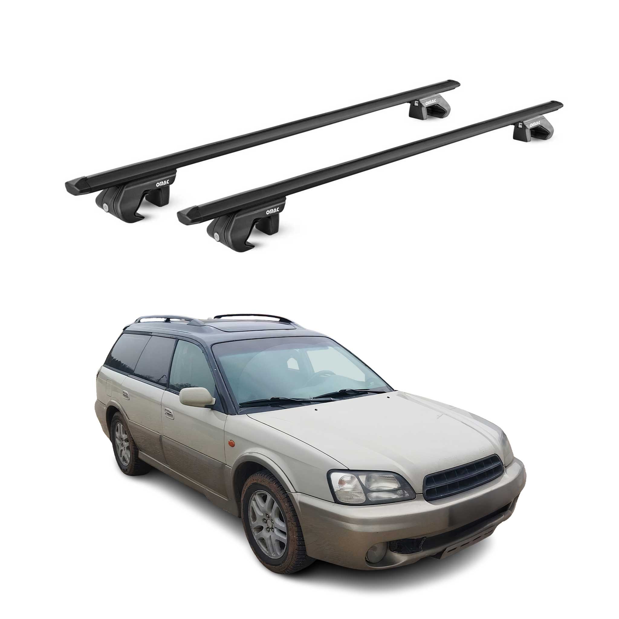 Dachträger Grundtäger für Subaru Outback mk2 1999-2003 90kg Alu Schwarz 2x ABE