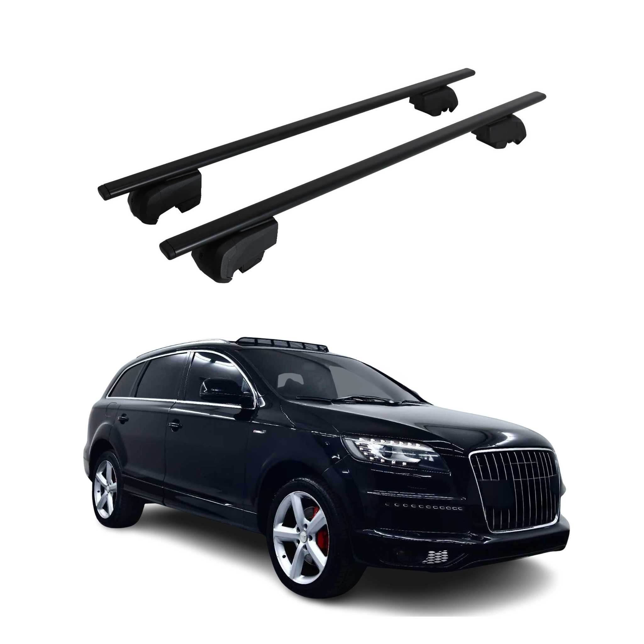 Dachträger Gepäckträger für Audi Q7 2006-2015 Querträger ABE Metall Schwarz 2x
