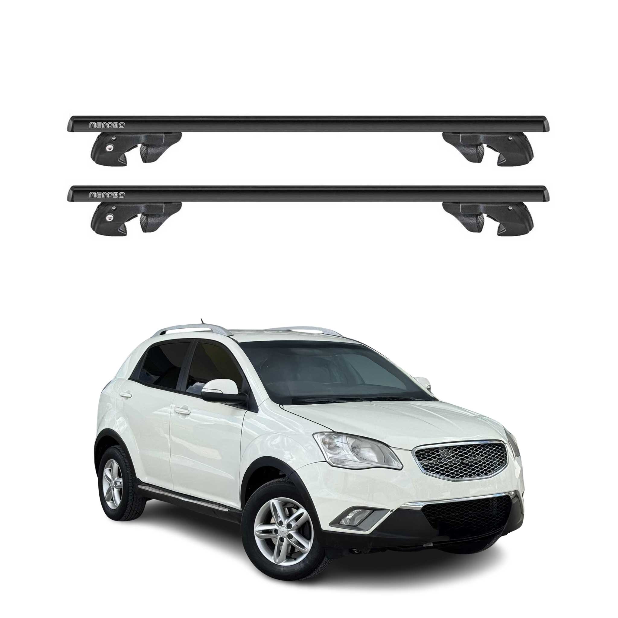 Dachträger Grundtäger für Ssangyong Korando III 2010-2019 Alu TÜV Schwarz 2tlg
