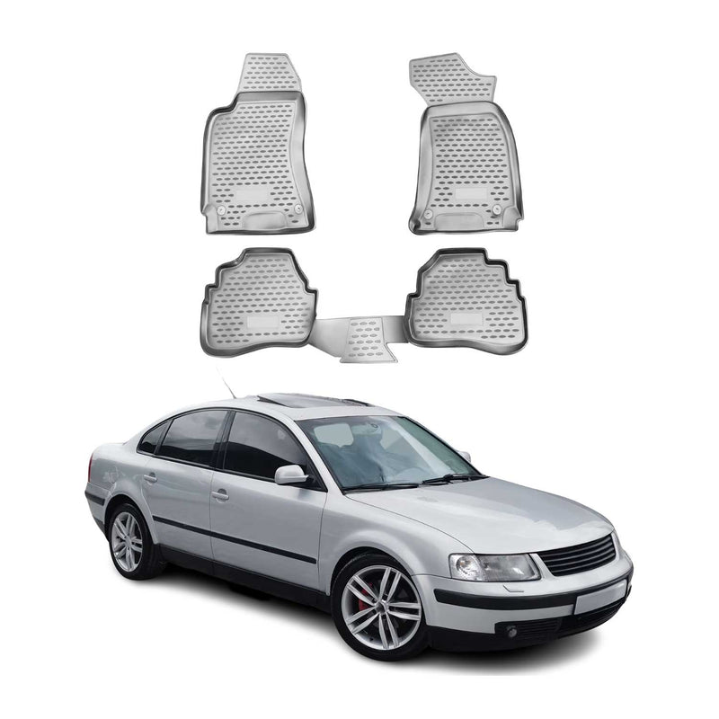 OMAC Gummimatten Fußmatten für VW Passat B5 1996-2005 TPE Automatten Grau 4x