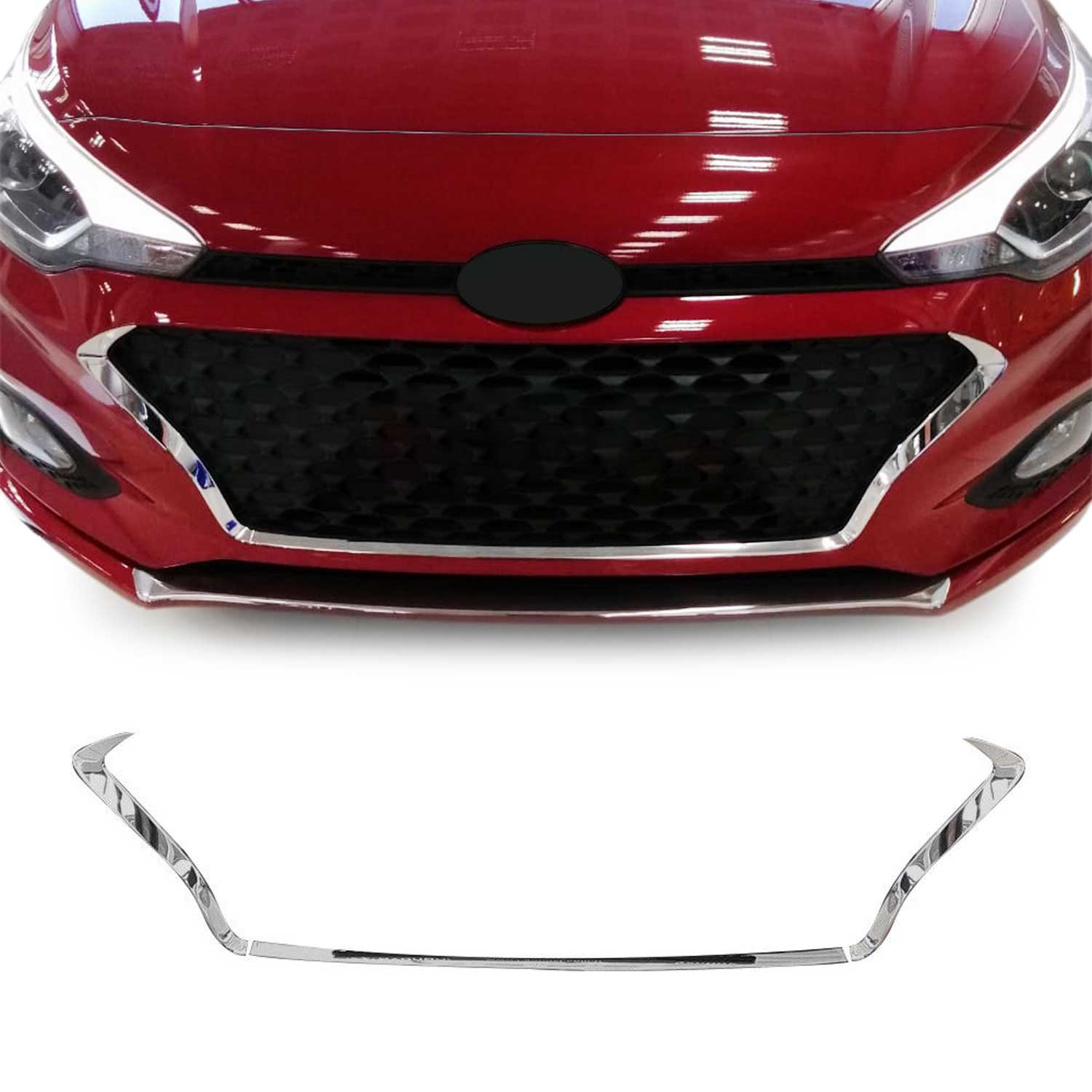 Kühlergrill Leisten Grillleisten für Hyundai i20 2018-2021 Edelstahl Chrom 3tlg