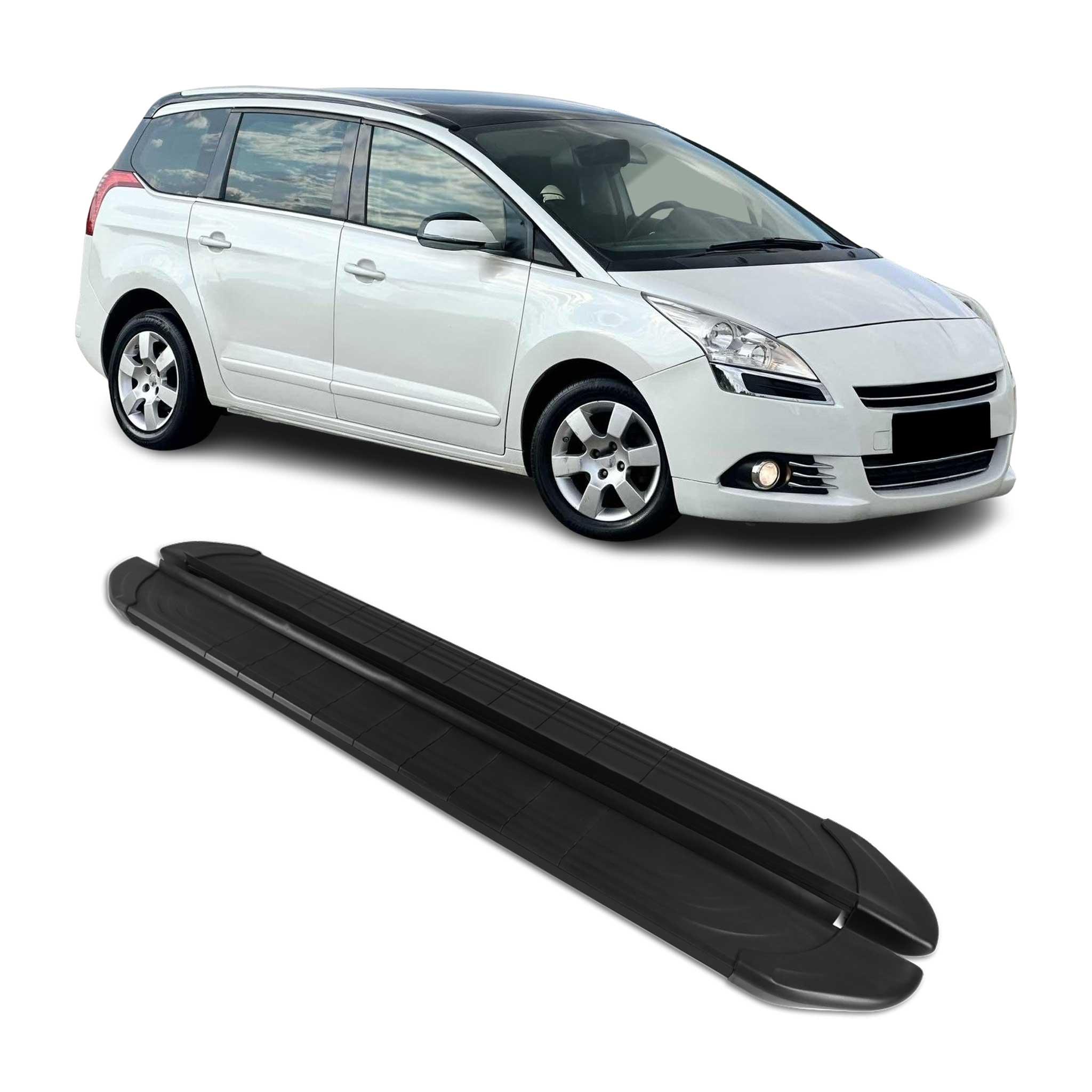 Trittbretter Seitenschweller für Peugeot 5008 2010-2016 Aluminium Schwarz 2tlg