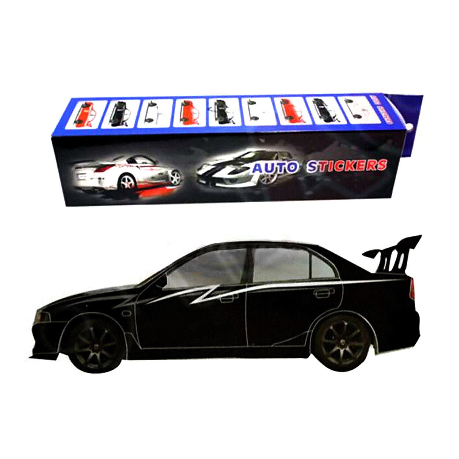 Seitenstreifen Dekorstreifen Seiten Dekor Sticker Tuning Racing Schwarz Weiß