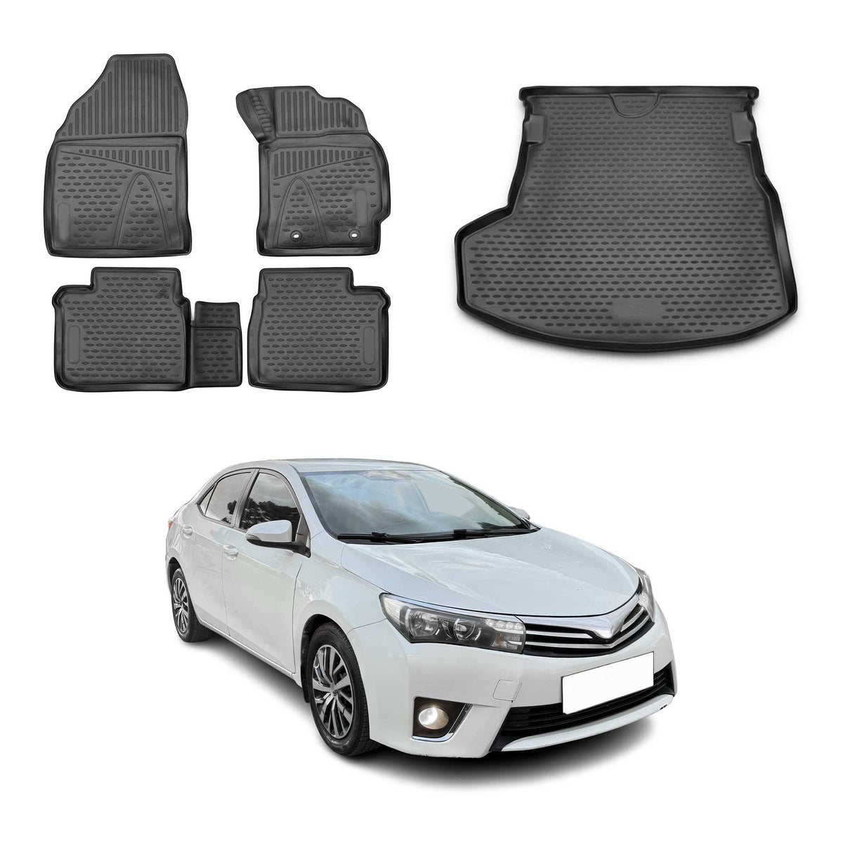 OMAC Fußmatten & Kofferraumwanne Set für Toyota Corolla Limo 2013-2019 RHD