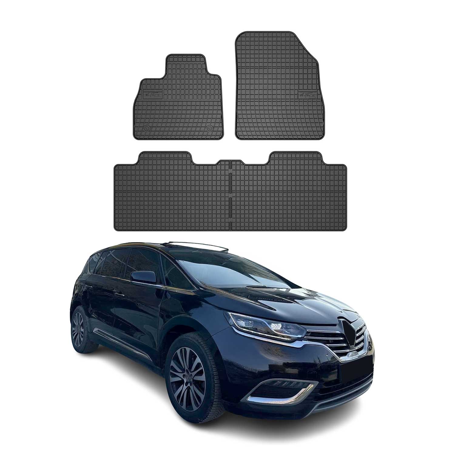 OMAC Gummi Fußmatten für Renault Espace 2014-2023 Automatten Gummi Schwarz 4tlg