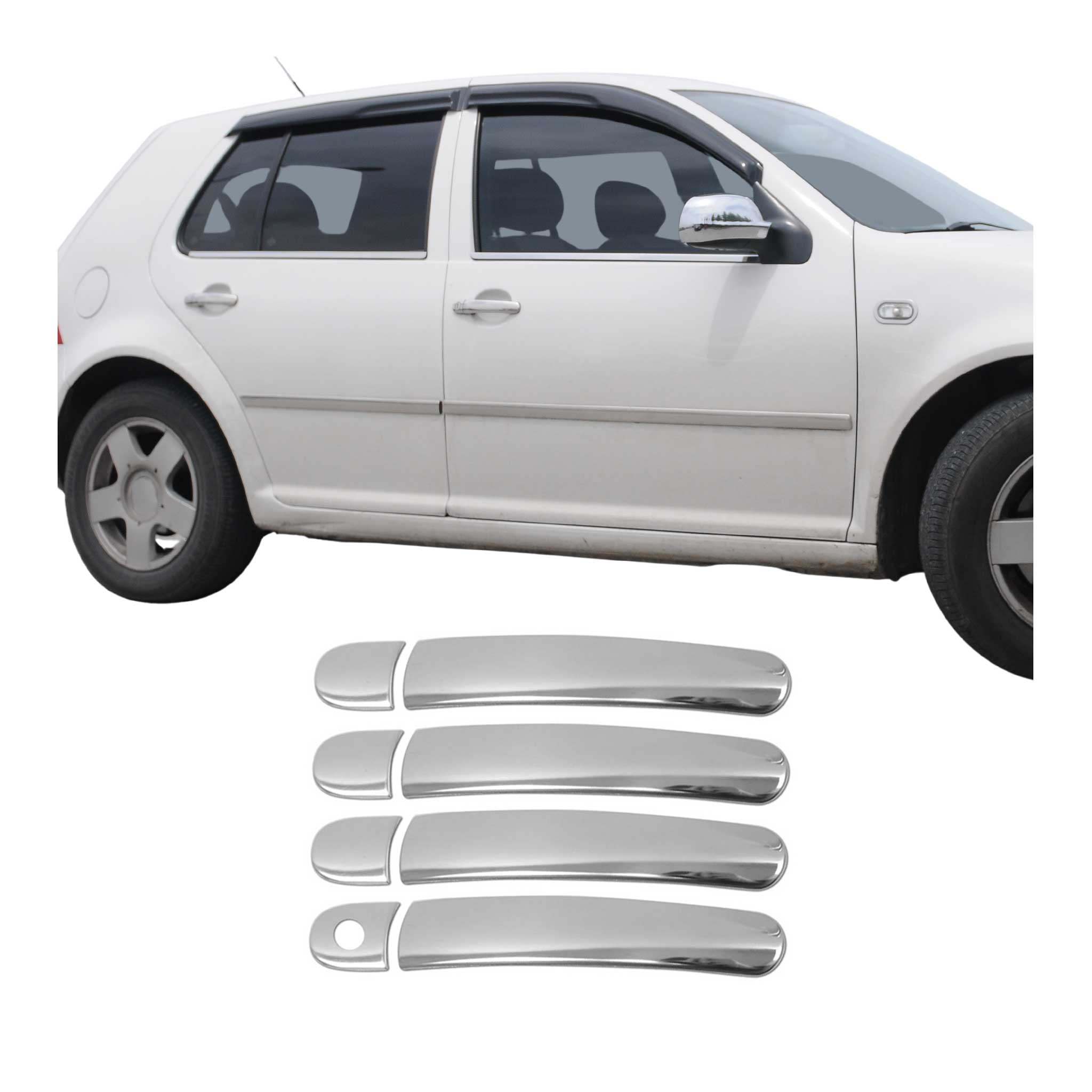 Türgriff Blende Türgriffkappen für VW Polo 2001-2009 4-Tür Chrom Matt Silber 8x