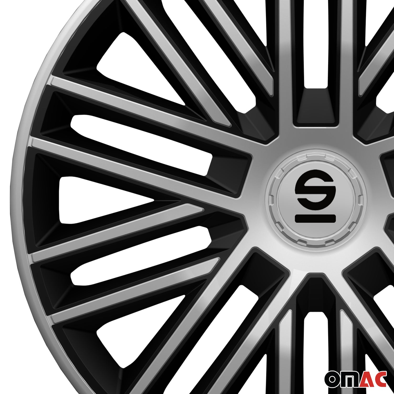 Radkappen Radzierblenden Sparco Bergamo 16" Zoll Abdeckung Set Silber Schwarz 4x