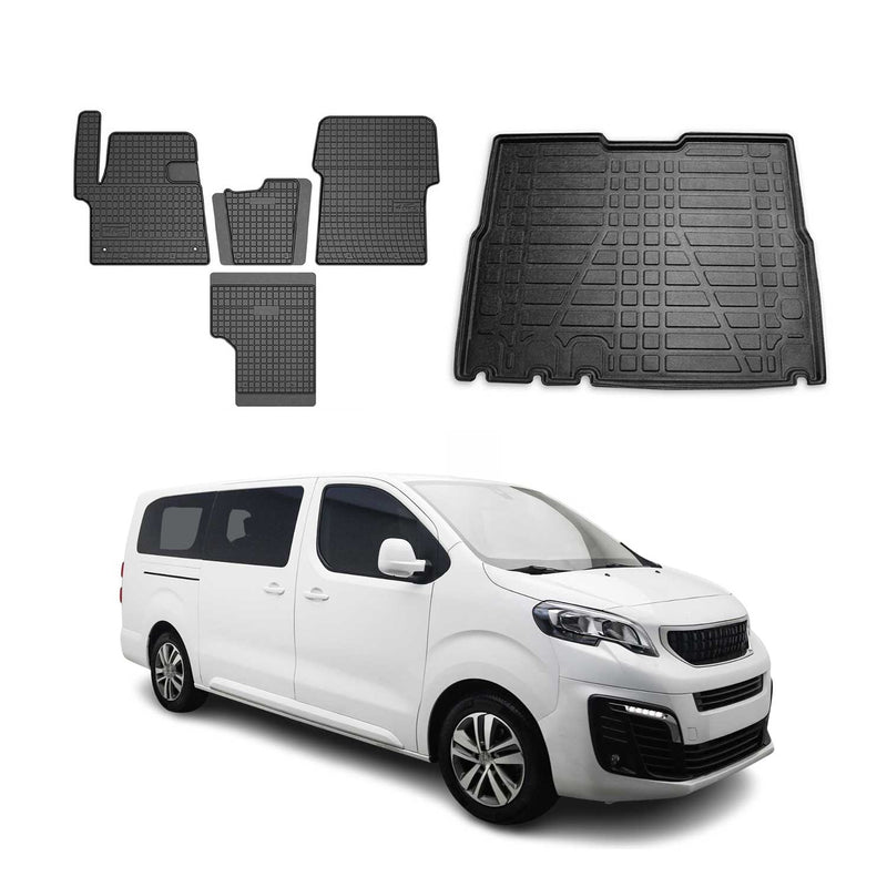 Fußmatten & Kofferraumwanne Set für Peugeot Expert Traveller 2017-2025 Gummi 5x