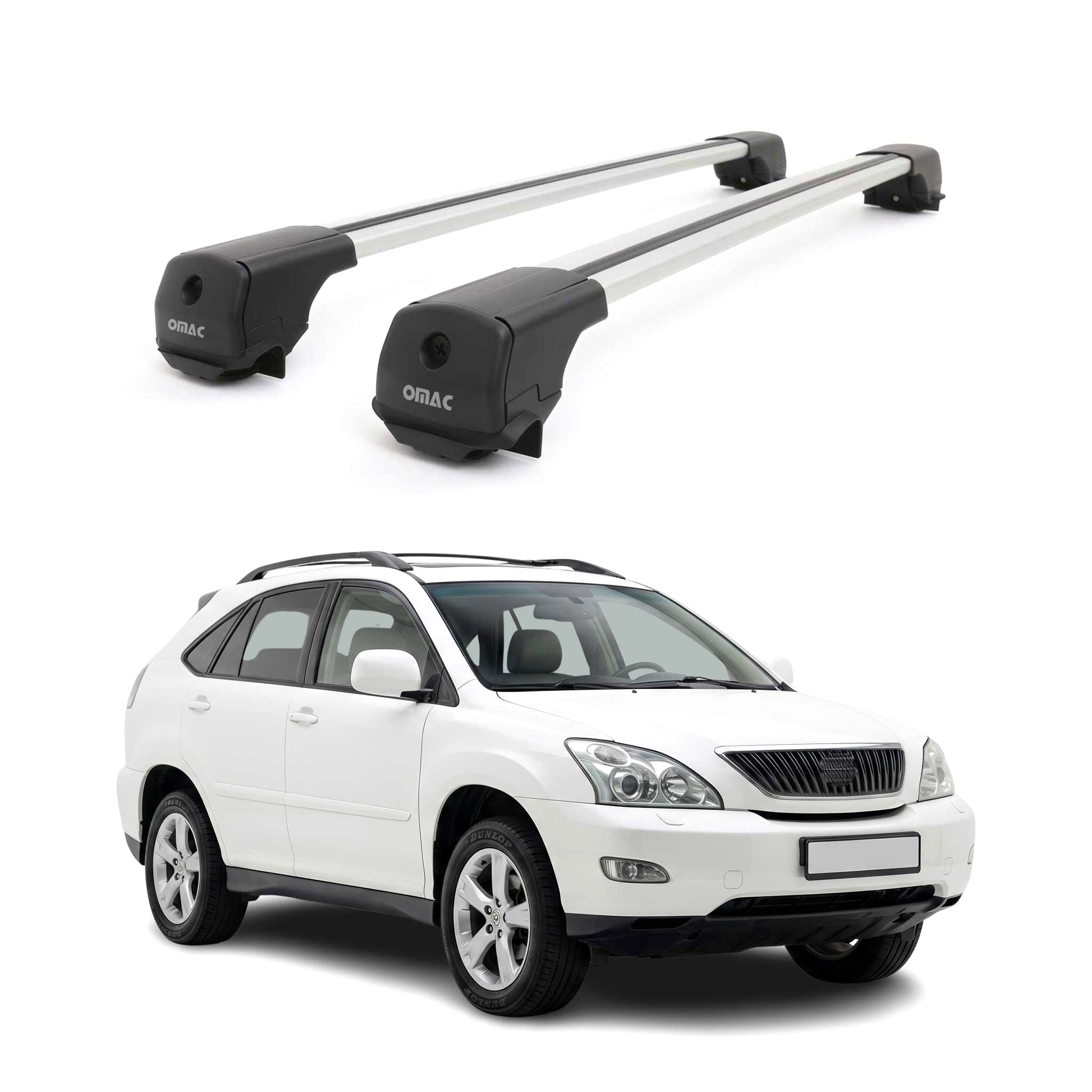 Dachträger Grundträger für Lexus RX II 2004-2009 Aluminium 75kg Grau 2tlg