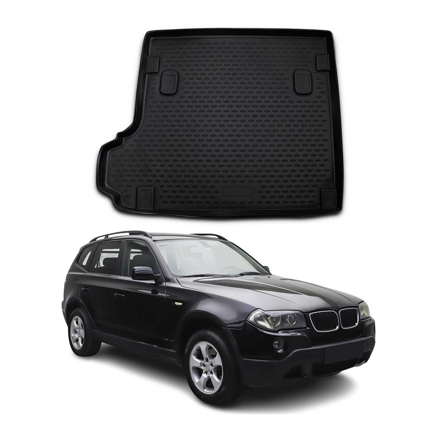 Kofferraummatte Kofferraumwanne für BMW X3 E83 2003-2010 Gummi TPE Schwarz