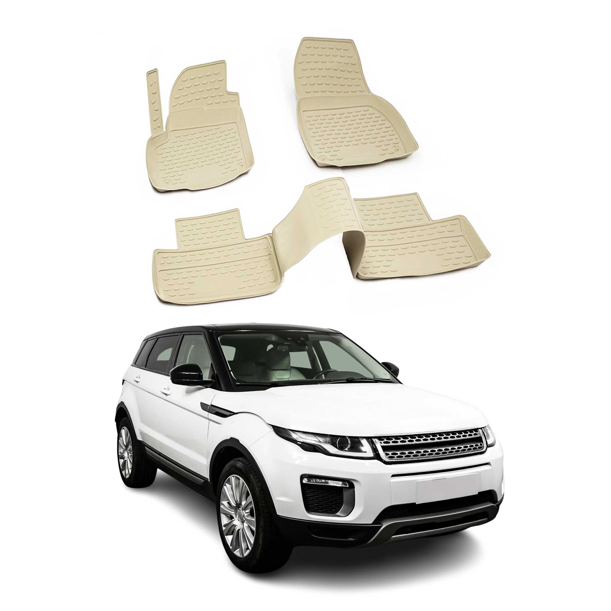 OMAC Gummimatten Fußmatten für Range Rover Evoque 2011-2024 TPE Matten Beige 4x