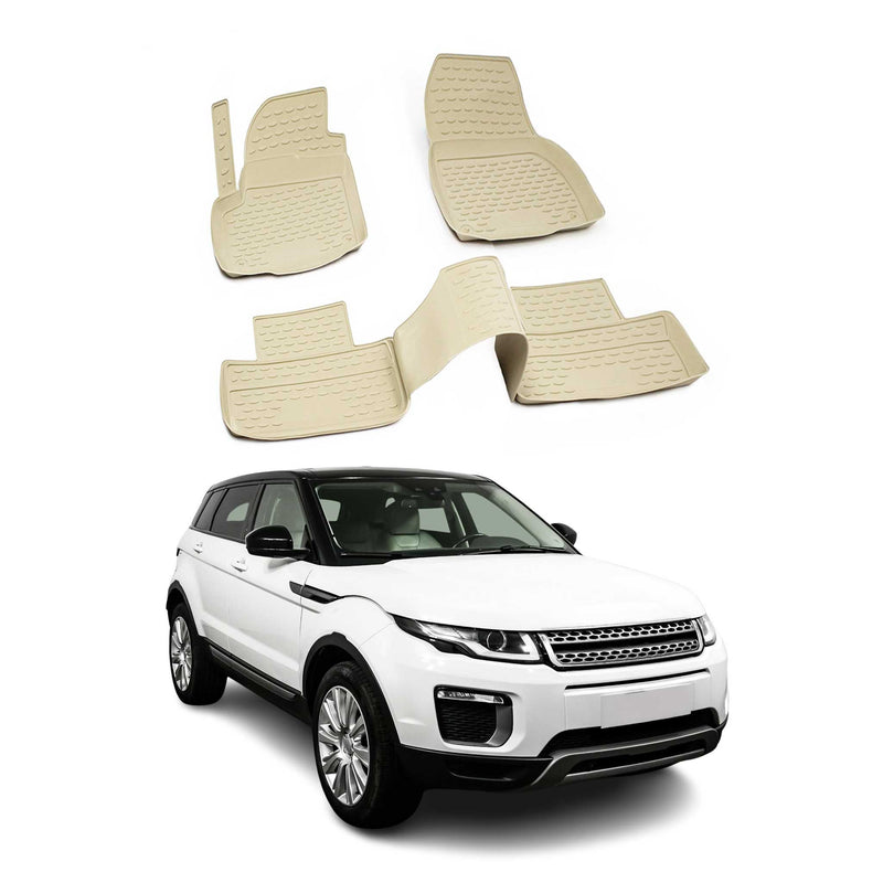OMAC Gummimatten Fußmatten für Range Rover Evoque 2011-2024 TPE Matten Beige 4x