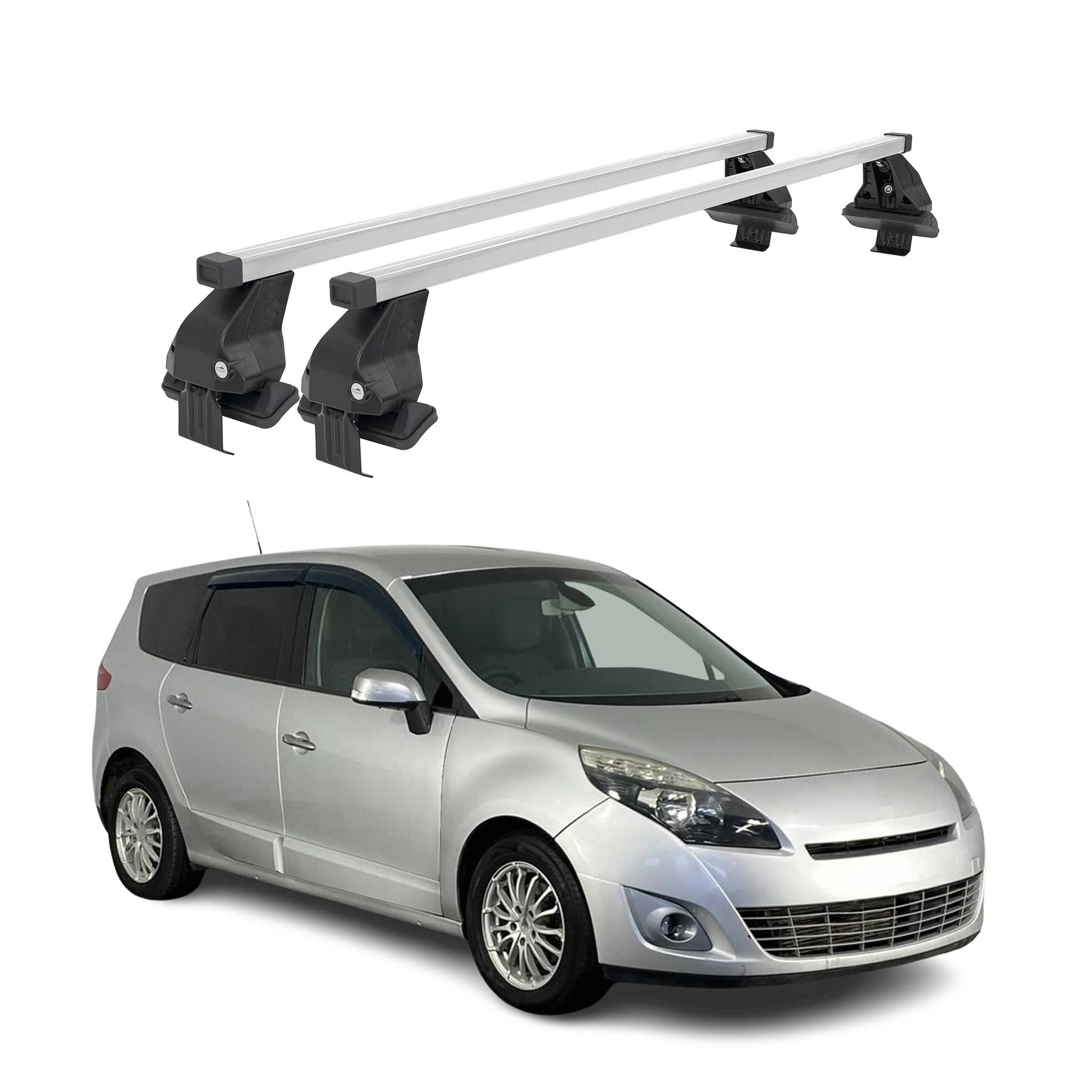Menabo Dachträger für Renault Scenic mk3 2009-2013 Pre-FL 50kg Stahl Silber 2x
