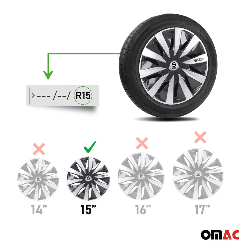 Sparco Radkappen 15 Zoll Lazio Grau Silber  4tlg