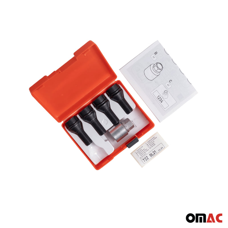 Radschloss Satz für Fiat Ducato Rad 16” bis 2005 Felgenschloss Schwarz M16x1.5