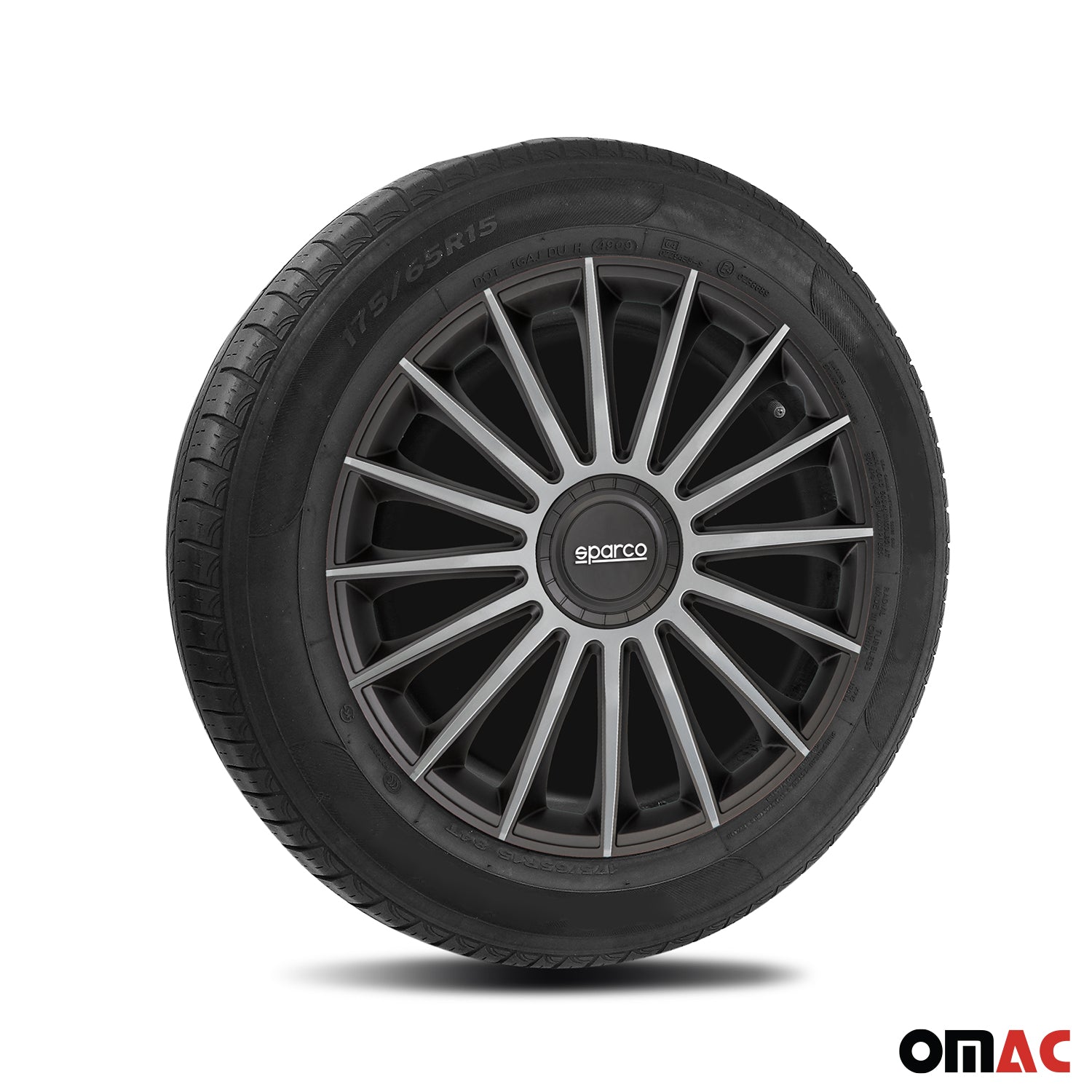 Radkappen Radzierblenden Sparco Treviso 14" Zoll Abdeckung Set Schwarz Silber 4x