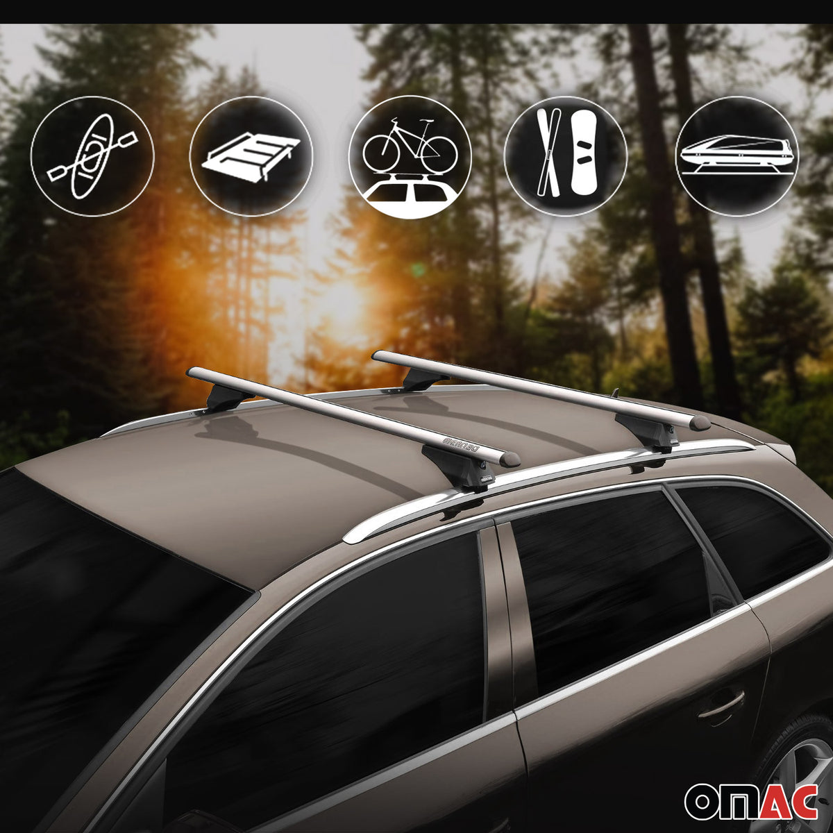 Menabo Dachträger Grundtäger für DS7 Crossback / DS 7 2017-2026 Alu Silber 2x