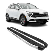 Alu Trittbretter Seitenschweller für Kia Sportage V 2023-2026 Schwarz Silber 2x