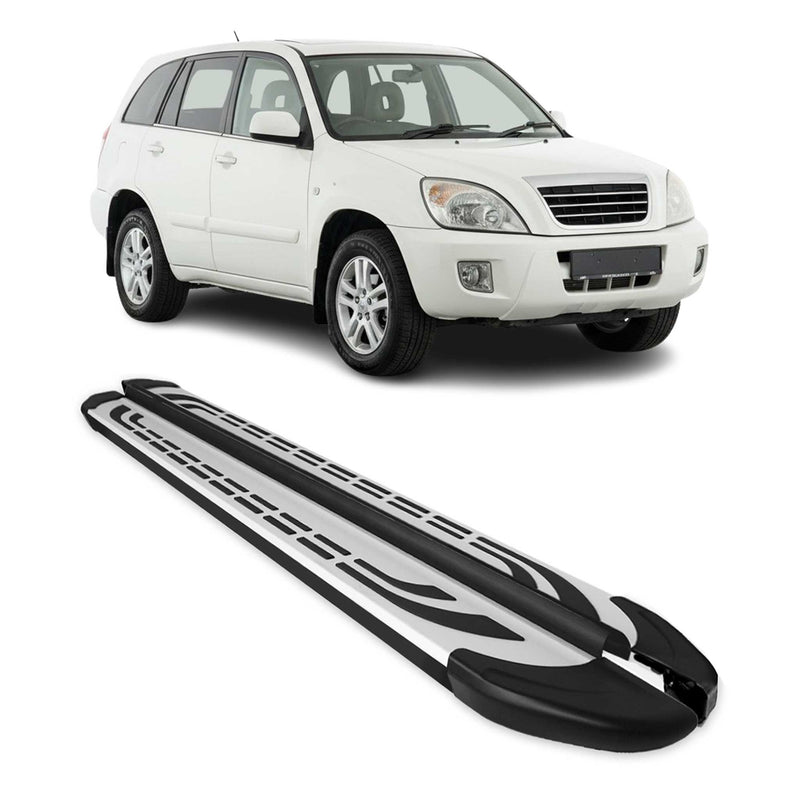 Trittbretter Seitenschweller Seitenbretter für Chery Tiggo 2006-2013 Schwarz Alu