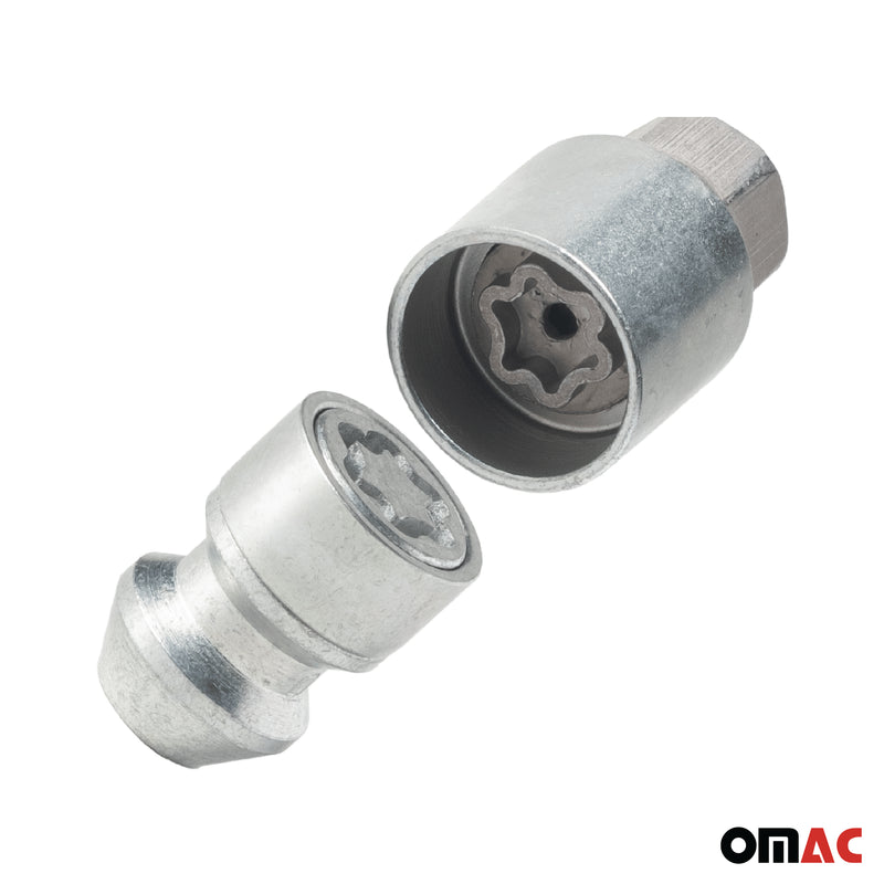 Radschloss Radschrauben Satz für Dodge Avenger 2008-14 Silber 4tlg M12X1.5