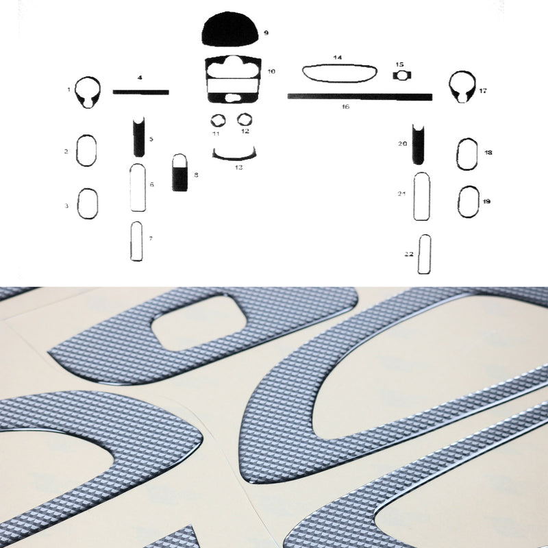 Innenraum Dekor Cockpit für Renault Clio 2007-2012 Manuell Carbon Optik 22tlg