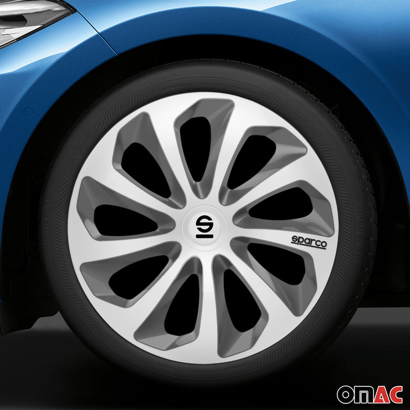 Radkappen Radzierblenden Sparco Sicilia 16" Zoll Abdeckung Set Silber Grau 4x