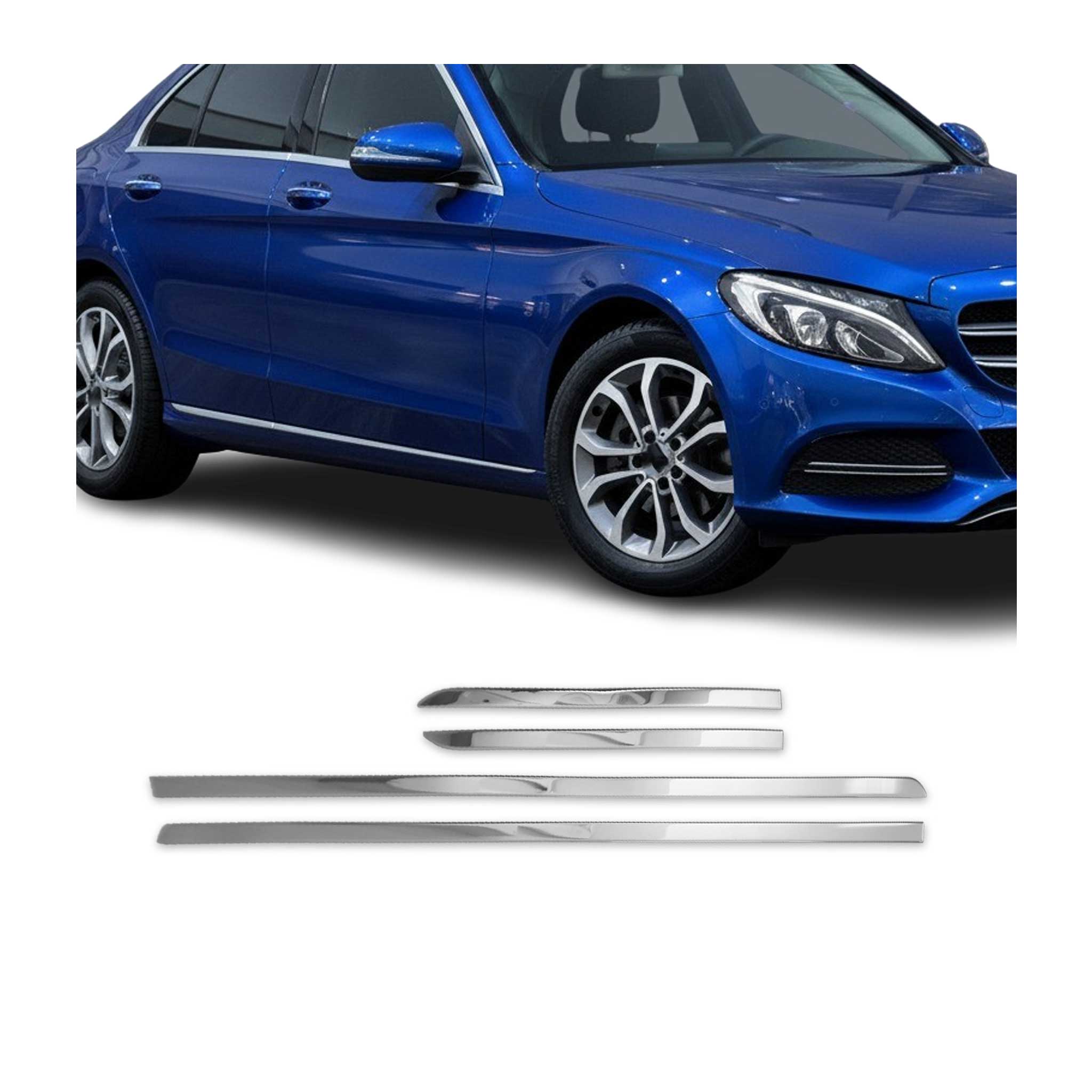 Seitentürleiste Türschutz für Mercedes C Klasse C180 W205 2014-2021 Chrom 2x