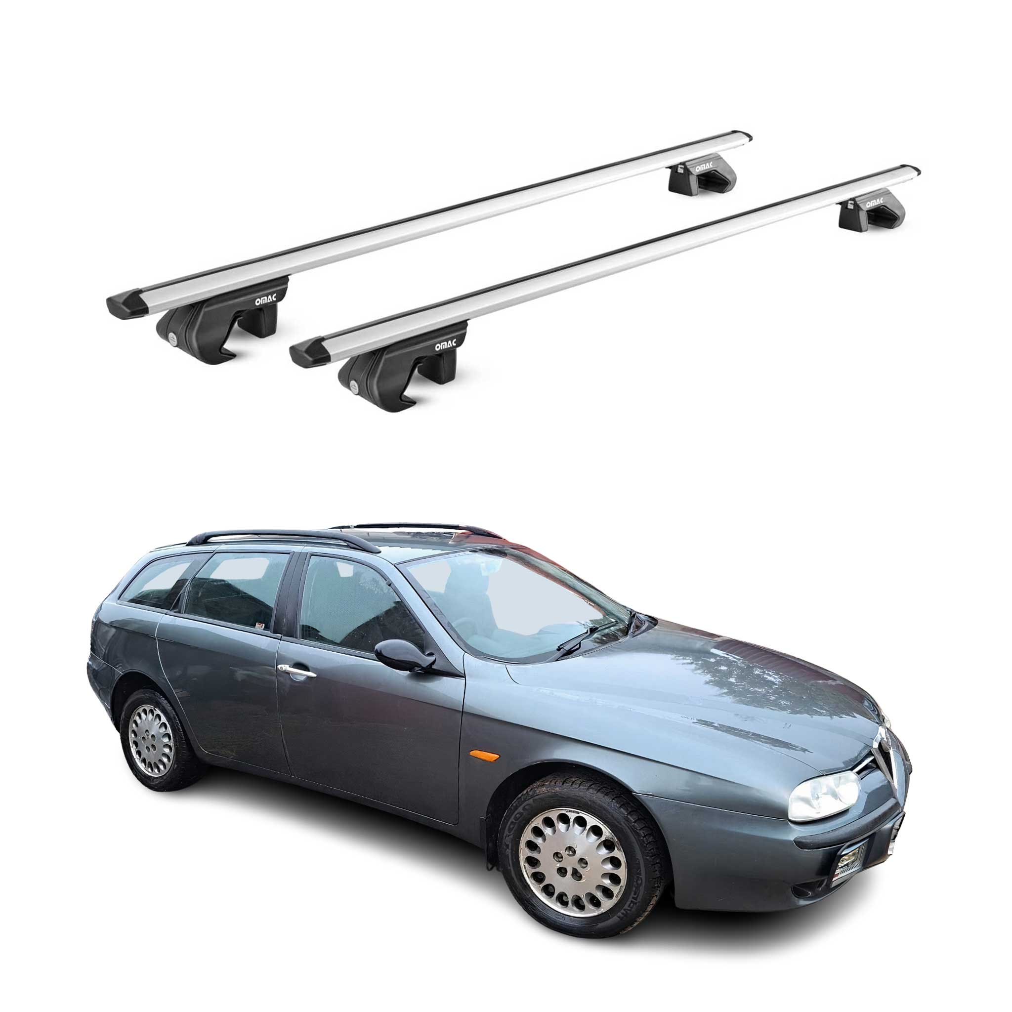 Dachträger für Alfa Romeo 156 Crosswagon / Sportwagon 2004-2007 90kg Alu Silber