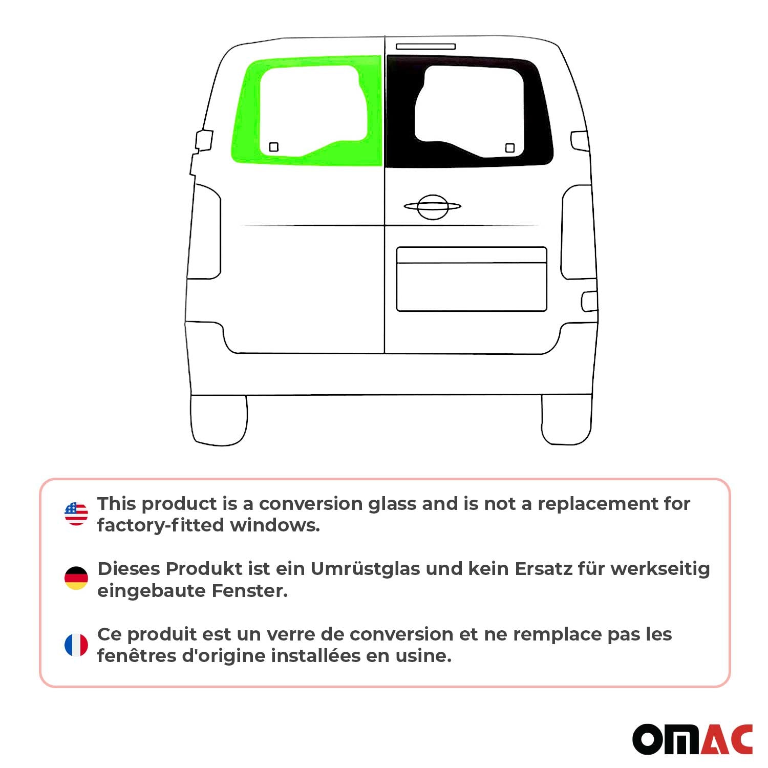 Heckscheibe Flügeltürfenster für Fiat Scudo 2022-2026 L1 L2 L3 Hinten Links