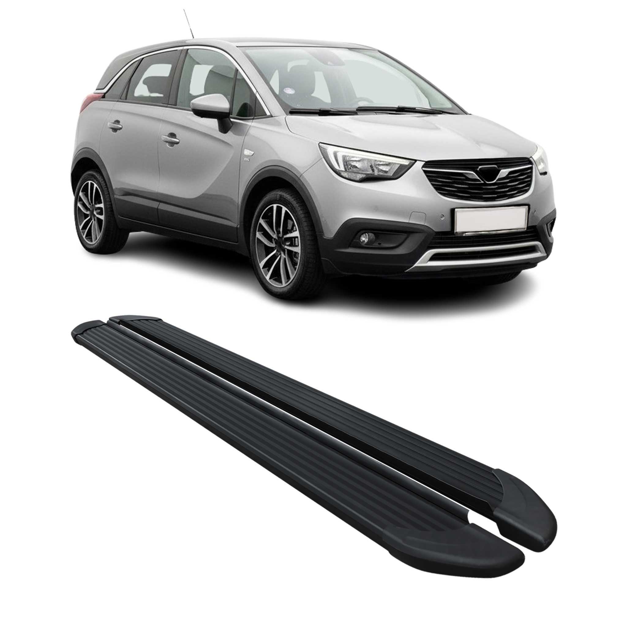 Seitenschweller Trittbretter Schweller für Opel Crossland X 2017-24 Alu Schwarz