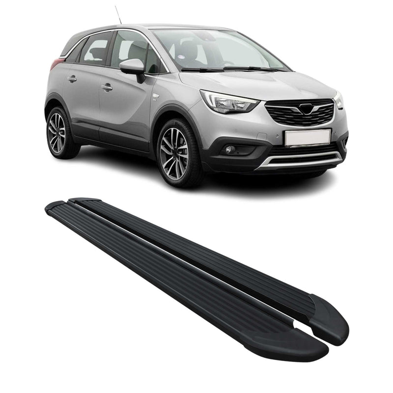 Seitenschweller Trittbretter Schweller für Opel Crossland X 2017-25 Alu Schwarz