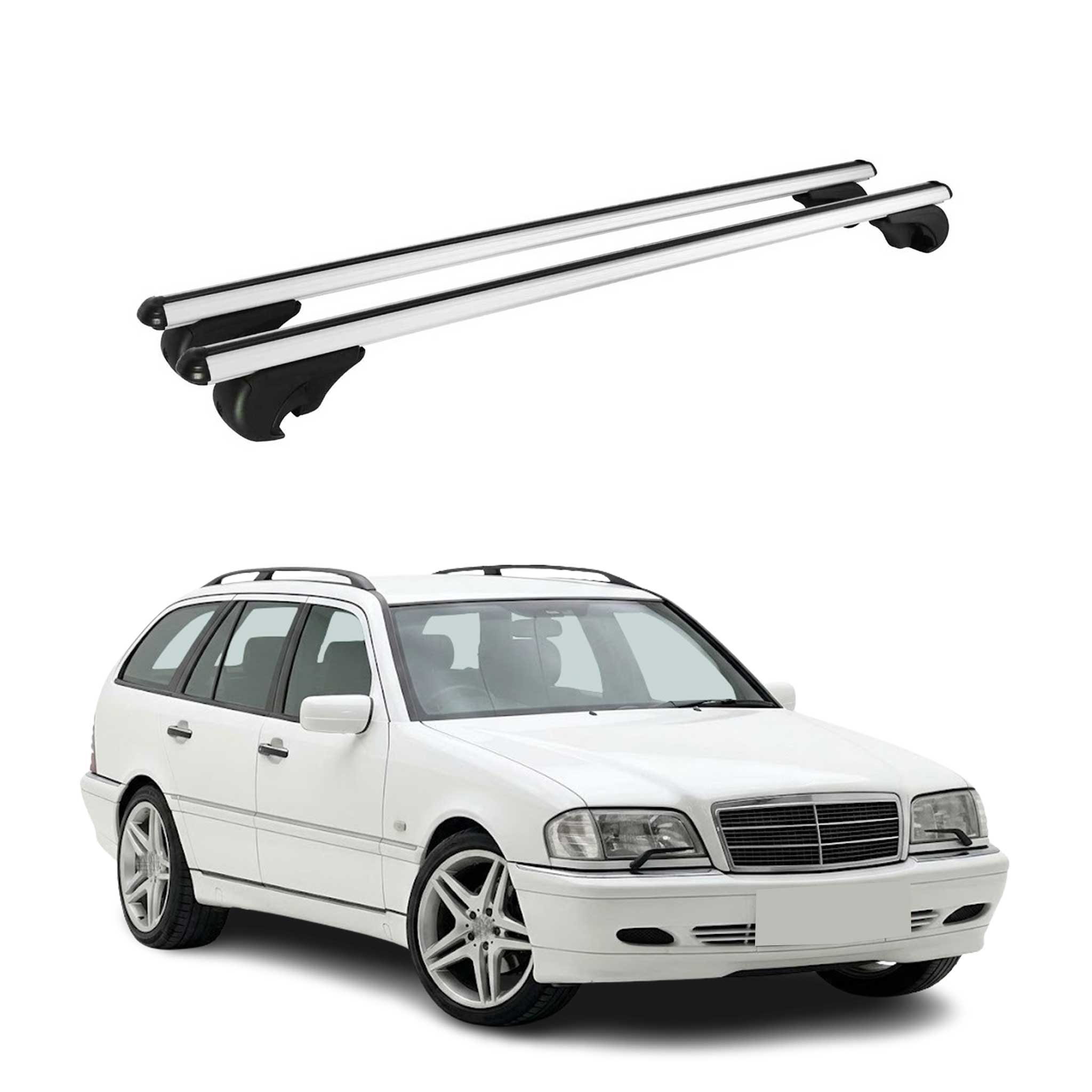 Dachträger Grundträger für Mercedes C Klasse S202 1993-2000 TÜV Alu Silber 2x