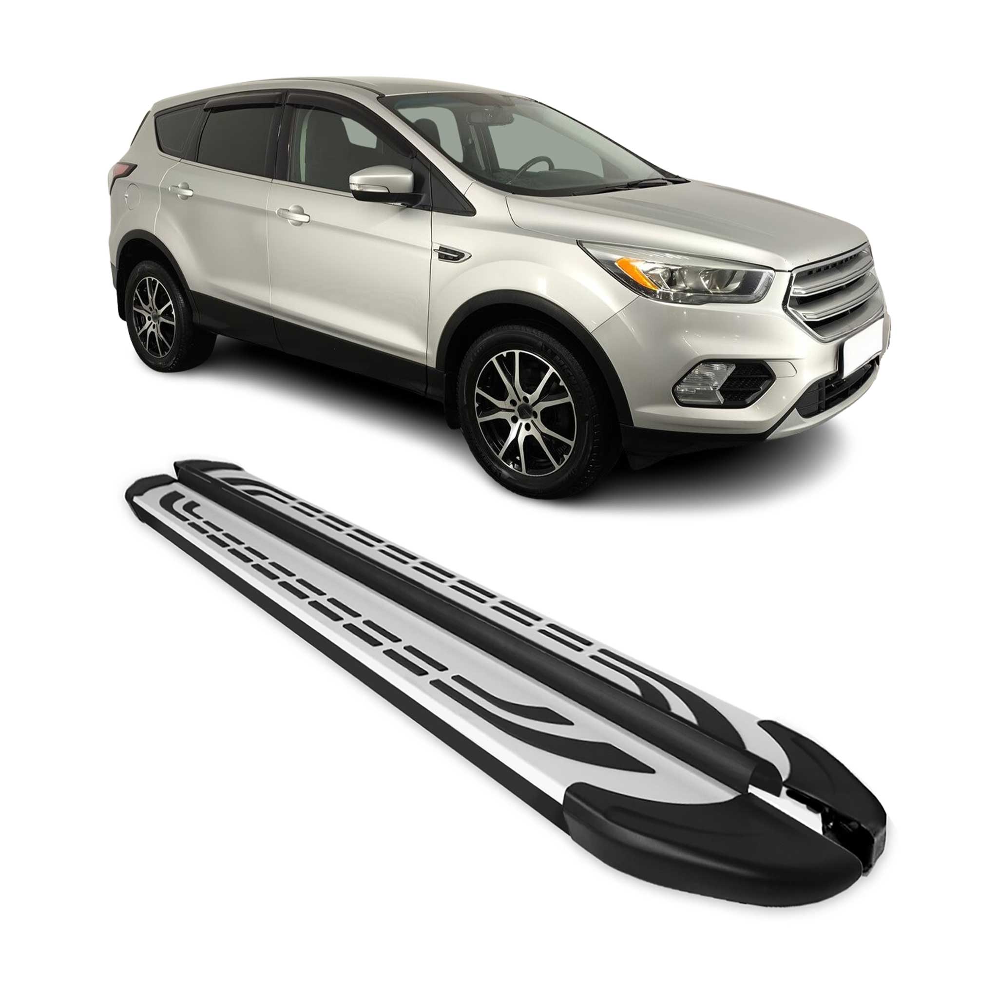 Trittbretter Seitenschweller Seitenbretter für Ford Kuga II 2012-19 Alu Schwarz