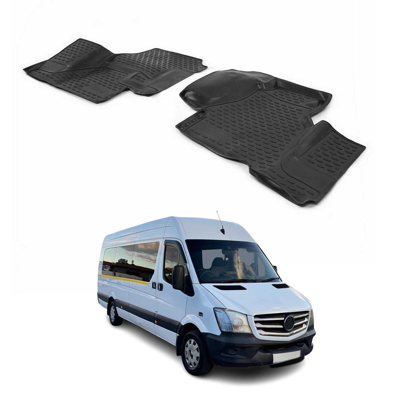 OMAC Gummimatten Fußmatten für Mercedes Sprinter W906 2013-2018 TPE Schwarz 2x