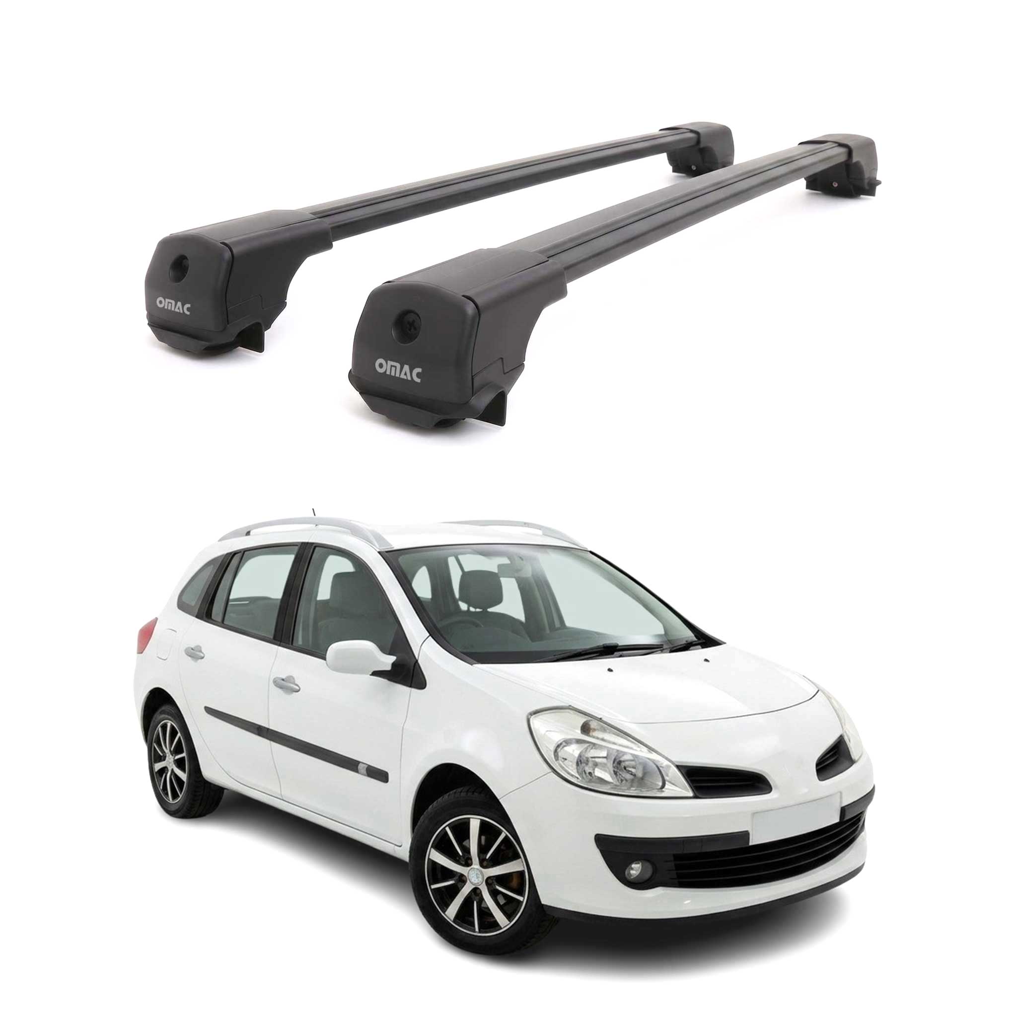 Dachträger Grundträger für Renault Clio III 2005-2012 Aluminium 75kg Schwarz 2x