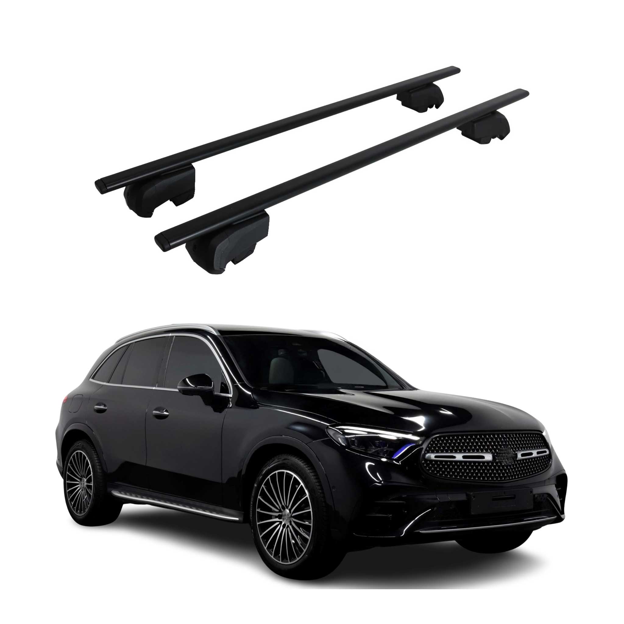 Dachträger Grundtäger für Mercedes GLC X254 2022-2026 75kg Metall Schwarz 2 tlg