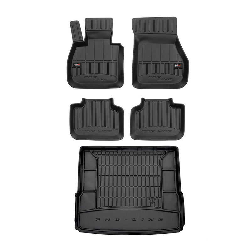 OMAC Fußmatten & Kofferraumwanne Set für BMW X1 F48 2015-2024 Gummi Schwarz 5x