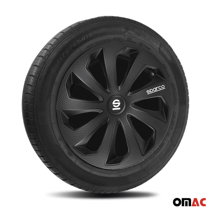 Sparco Radkappen 15 Zoll Sicilia Schwarz Carbon 4tlg