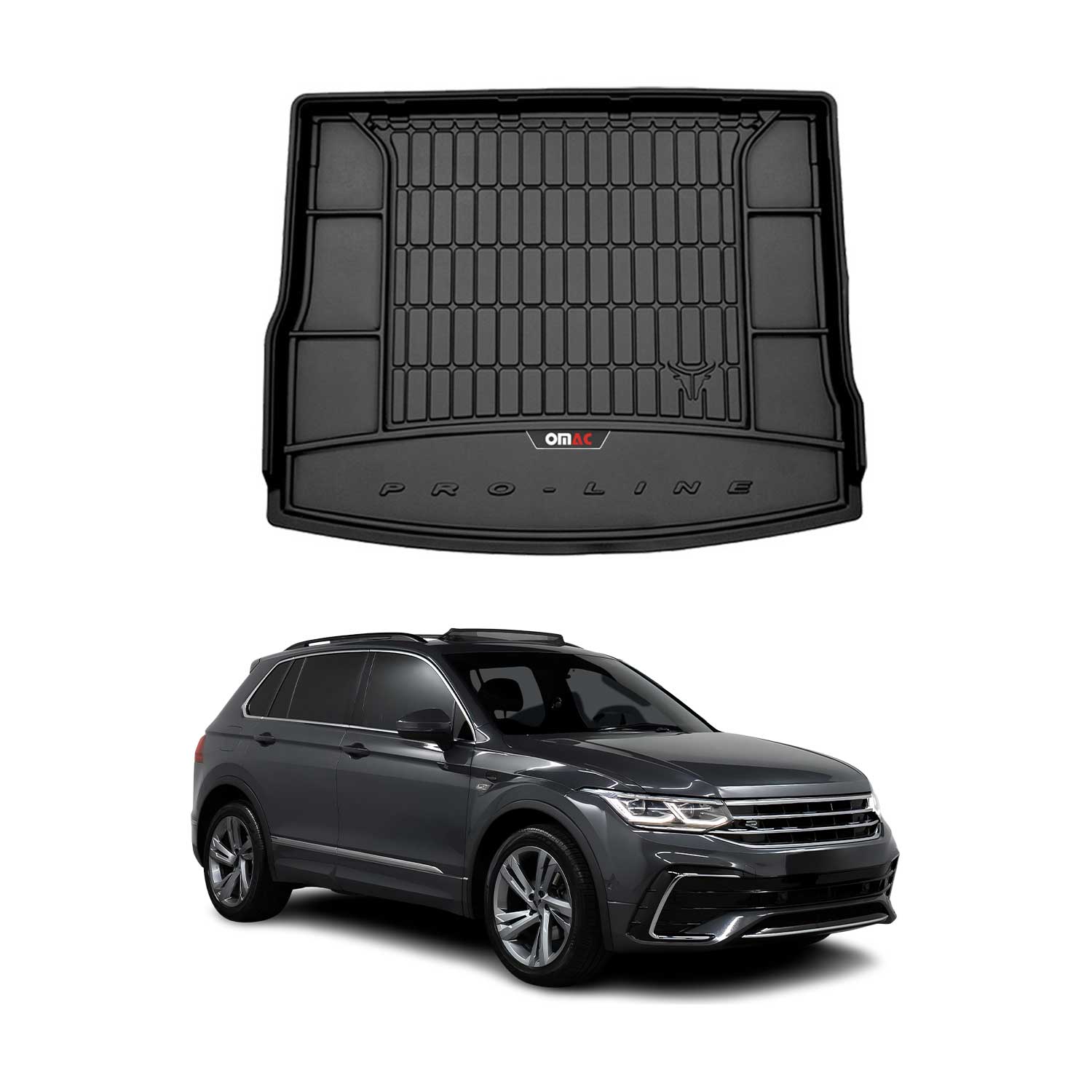 OMAC Gummi Kofferraumwanne für VW Tiguan mk2 2016-2024 TPE Laderaumwanne Schwarz