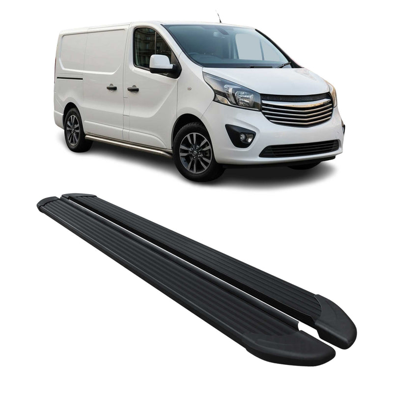 Schweller Trittbretter Schweller für Opel Vivaro B 2014-19 L1 Kurzer Alu Schwarz