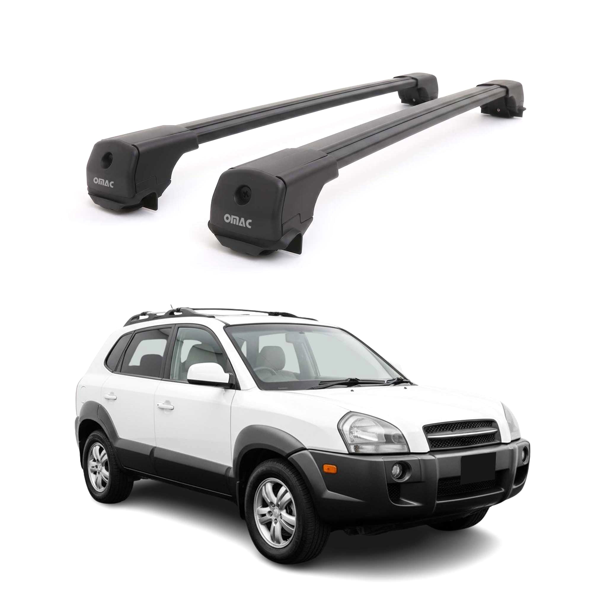 Dachträger Grundträger für Hyundai Tucson I 2005-2009 Aluminium 75kg Schwarz 2x