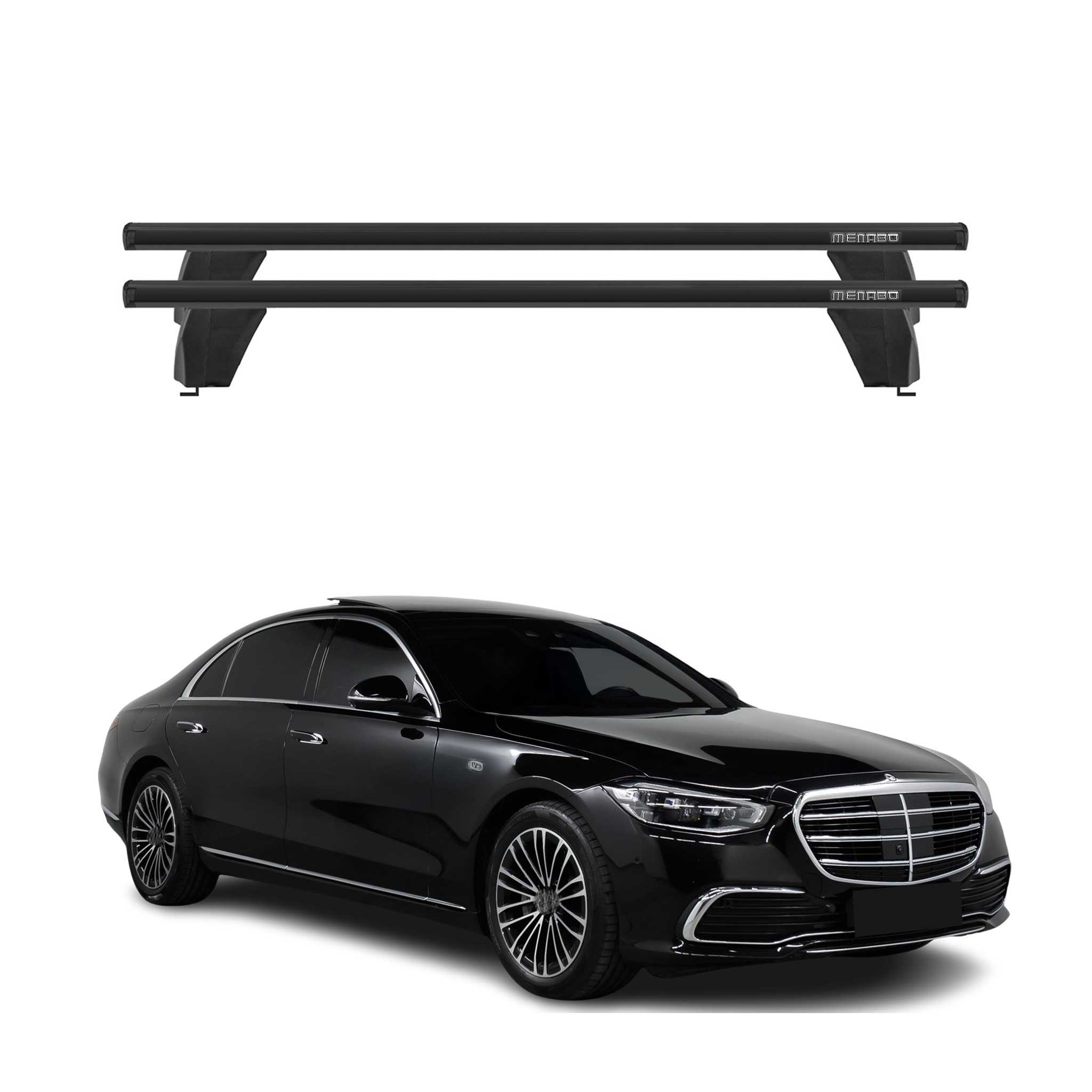 Menabo Dachträger Grundträger für Mercedes S Klasse W223 2021-26 Alu Schwarz 2x