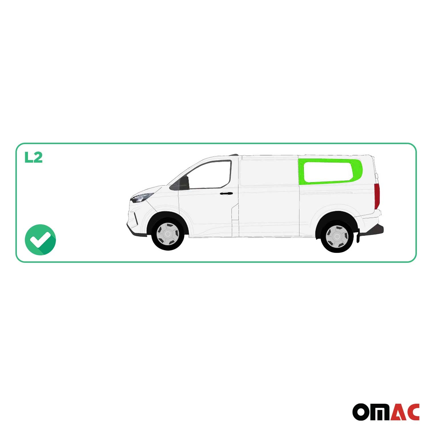Seitenfenster Sicherheitsglas für Ford Transit Custom ab 2023 Hinten Links L2