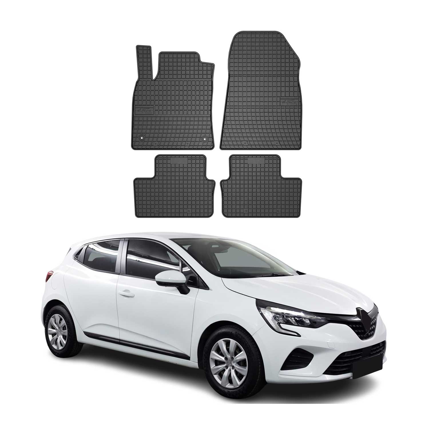 OMAC Gummi Fußmatten für Renault Clio 2019-2025 Automatten Gummi Schwarz 4tlg